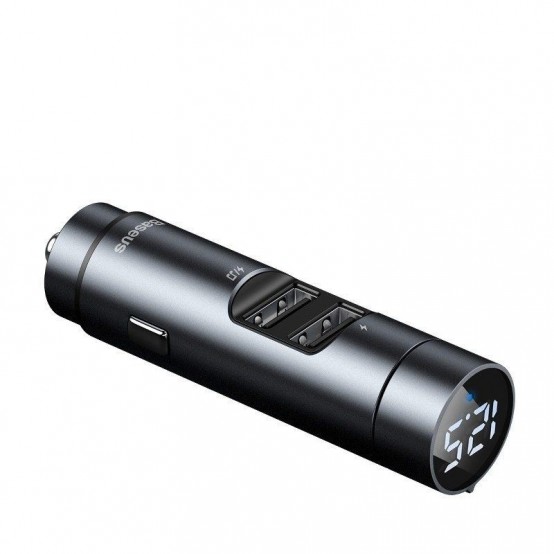 Modulator FM Baseus FM Modulator and Car Charger Energy Column  - Dual USB-A, 3.1A with LED Display - Dark Gray CCNLZ-0G