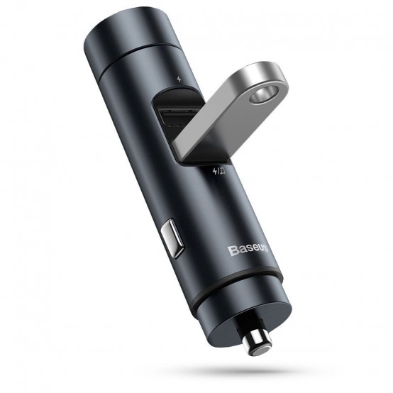Modulator FM Baseus FM Modulator and Car Charger Energy Column  - Dual USB-A, 3.1A with LED Display - Dark Gray CCNLZ-0G