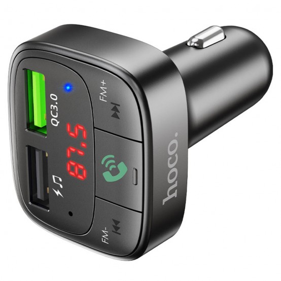 Modulator FM Hoco FM Modulator with Car Charger Promise  - 2xUSB-A, with LED Display, QC 3.0, 18W, 3.1A - Black E59