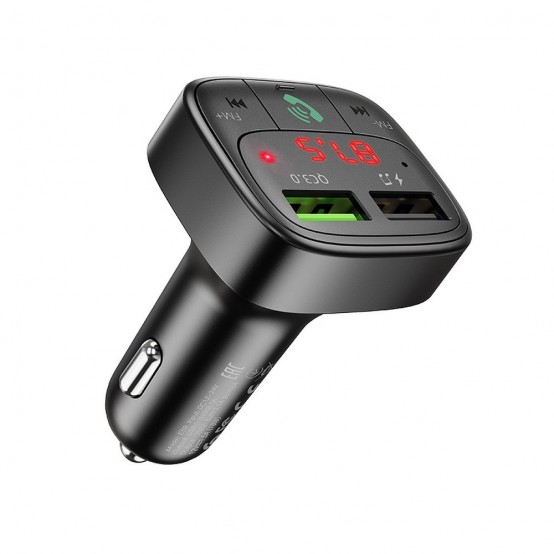 Modulator FM Hoco FM Modulator with Car Charger Promise  - 2xUSB-A, with LED Display, QC 3.0, 18W, 3.1A - Black E59