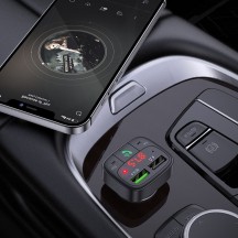 Modulator FM Hoco FM Modulator with Car Charger Promise  - 2xUSB-A, with LED Display, QC 3.0, 18W, 3.1A - Black E59