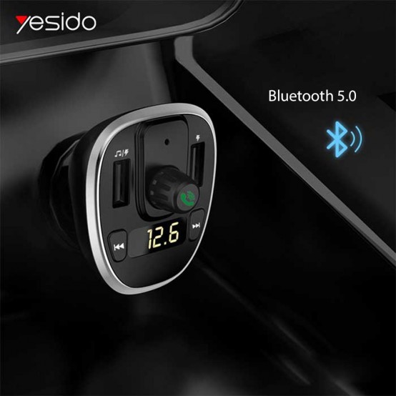 Modulator FM Yesido FM Modulator with Car Charger  - 2xUSB with LED Display, 3A, Micro SD Slot - Black Y39