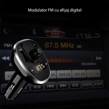 Modulator FM Yesido FM Modulator with Car Charger  - 2xUSB with LED Display, 3A, Micro SD Slot - Black Y39