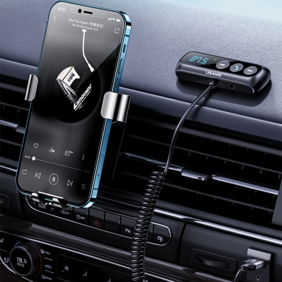 Modulator FM USAMS FM Modulator Bluetooth Car Receiver  - with Digital Display, BT 5.0 - Black US-SJ503