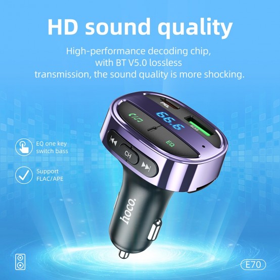Modulator FM Hoco FM Modulator and Car Charger  - Fast Charging Bluetooth Transmitter, PD30W + USB QC3.0, LED Display - Magic N