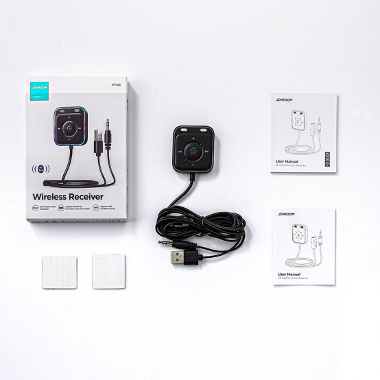 Adaptor Bluetooth JoyRoom Audio Wireless Receiver  - Bluetooth 5.3, Jack 3.5mm, USB, ENC, Noise Filter, RGB with 2m cable - Gra