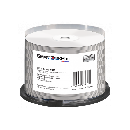 Disc Blu-ray Verbatim SmartDisk Pro BD-R 25GB 6x Inkjet Printable 69835