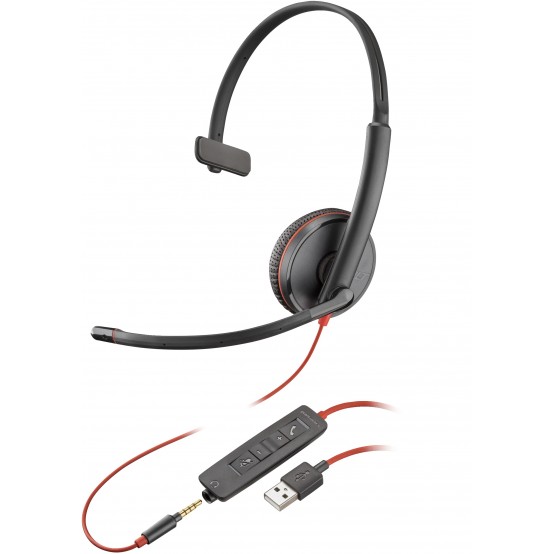 Casca HP Poly Blackwire 3215 Monaural USB-A Headset (Bulk) 80S06A6