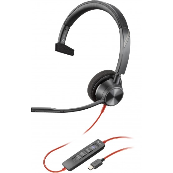 Casca HP Poly Blackwire 3310 Monaural Microsoft Teams Certified USB-C Headset +USB-C/A Adapter 8X216AA