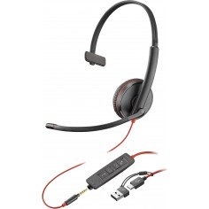 Casca HP Poly Blackwire 3215 Monaural USB-C Headset +3.5mm Plug +USB-C/A Adapter 8X227AA