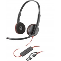 Casca HP Poly Blackwire 3220 Stereo USB-C Black Headset +USB-C/A Adapter (Bulk) 8X2J9A6