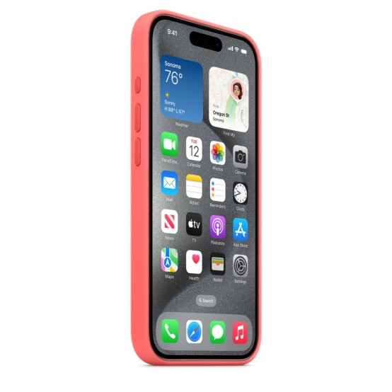 Husa Apple iPhone 15 Pro Silicone Case with MagSafe - Guava MT1G3ZM/A