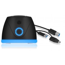 Docking Station RaidSonic ICY BOX for 1x HDD/SSD with USB 3.0 Type-A or Type-C combo cable and LED lighting IB-1124L-C3