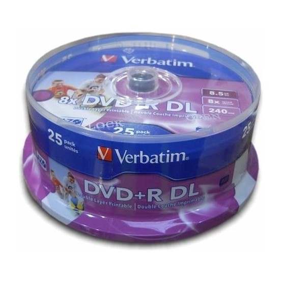 DVD Verbatim DVD+R DL Double Layer 8.5 GB 8x Inkjet Printable 43667