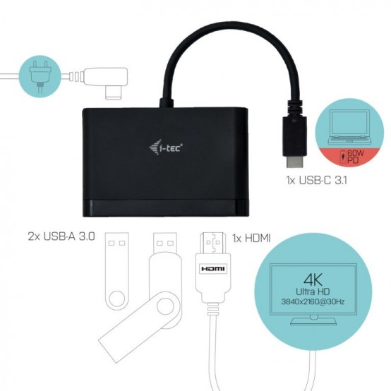 Adaptor iTec USB C HDMI Travel Adapter PD/Data C31DTPDHDMI