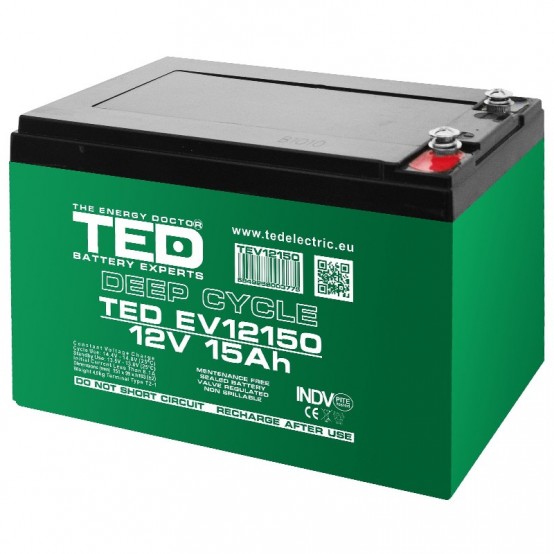 Acumulator TED Electric Vehicule electrice Deep Cycle 12V 15Ah TED12150M5