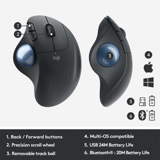 Mouse Logitech Ergo M575 Wireless Trackball Graphite 910-005872