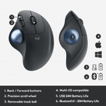 Mouse Logitech Ergo M575 Wireless Trackball Graphite 910-005872