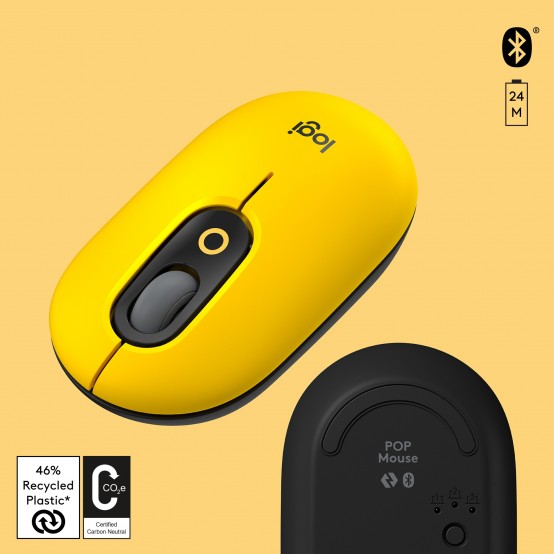 Mouse Logitech POP Bluetooth Mouse - Blast-Yellow 910-006546