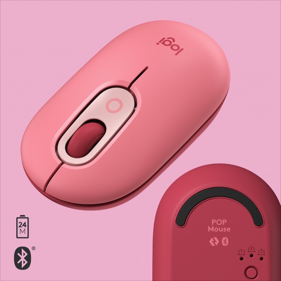 Mouse Logitech POP Bluetooth Mouse - Heartbreaker-Rose 910-006548