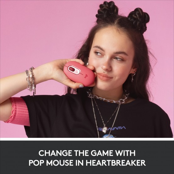 Mouse Logitech POP Bluetooth Mouse - Heartbreaker-Rose 910-006548