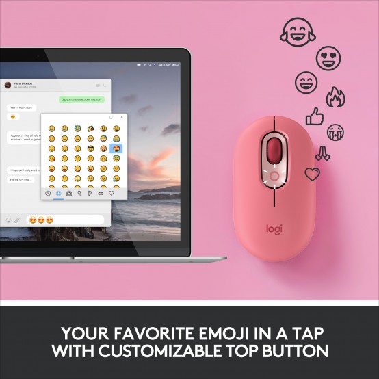 Mouse Logitech POP Bluetooth Mouse - Heartbreaker-Rose 910-006548