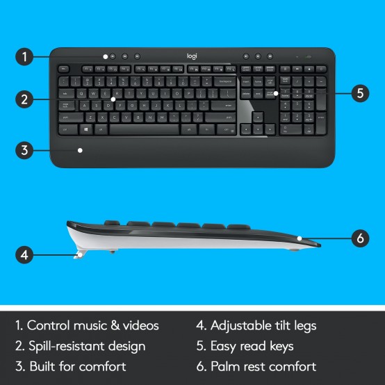 Tastatura Logitech MK540 Advanced Wireless Keyboard Mouse (CH) 920-008677