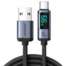 Cablu JoyRoom Data Cable  - USB to Type-C, with Digital Display, Fast Charging 66W, 1.2m - Black S-AC066A16