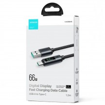 Cablu JoyRoom Data Cable  - USB to Type-C, with Digital Display, Fast Charging 66W, 1.2m - Black S-AC066A16