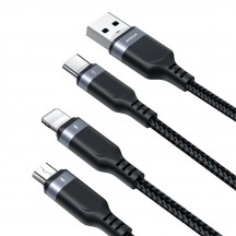 Cablu JoyRoom Data Cable Multi-Use Series 3in1  - USB to Type-C, Lightning, Micro-USB, 3.5A, 1.2m - Black S-1T3018A18