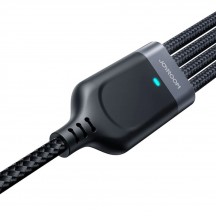 Cablu JoyRoom Data Cable 4in1  - USB to 2x Lightning, Type-C, Micro-USB, 3.5A, 1.2m - Black S-1T4018A18