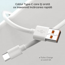 Cablu  Data Cable - USB Type-C 6A, for Mi 11 Ultra / Mi11Pro / Mi11T / Mi11T Pro, 1m - White Bulk Packing