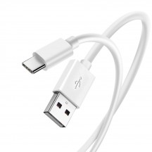 Cablu  Data Cable - USB to USB-C Quick Charging 3A, 1m - White Bulk Packing