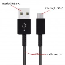 Cablu Samsung Data Cable  - USB to Type-C, 480Mbps, 2.1A, 1m - Black (Bulk Packing) EP-DG970BBE