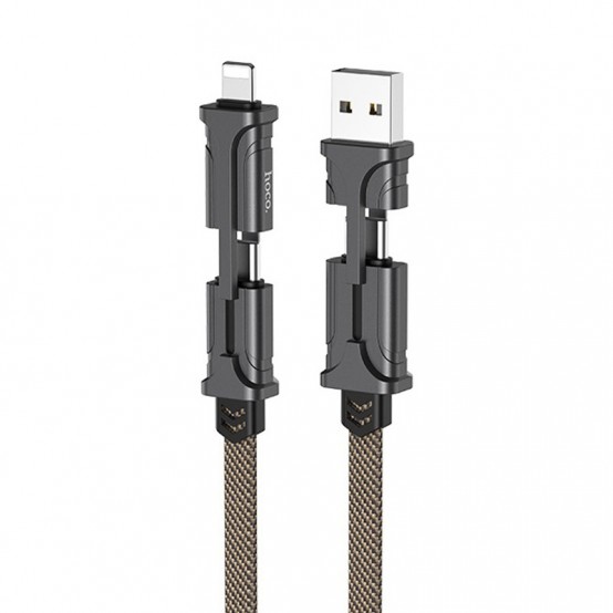 Cablu Hoco Data Cable 4in1 Magic Cube  - USB-A and USB Type-C to Lightning and Type-C, PD 60W, 1.2m - Black / Brown S22
