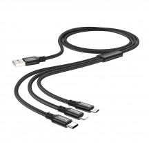 Cablu Hoco Data Cable Times  - USB-A to USB Type-C, Micro-USB, Lightning, 2A, 1.0m - Black X14