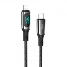Cablu Hoco Data Cable Extreme  - Type-C to Lightning, Charging Power Display, 20W, 1.2m - Black S51