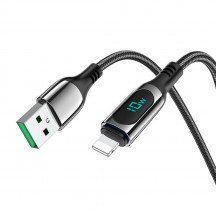 Cablu Hoco Data Cable Extreme  - USB to Lightning, Charging Power Display, 2.4A, 1.2m - Black S51