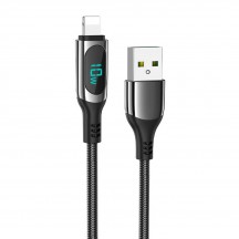 Cablu Hoco Data Cable Extreme  - USB to Lightning, Charging Power Display, 2.4A, 1.2m - Black S51