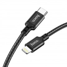 Cablu Hoco Data Cable Double  - USB Type-C to Lightning, PD 20W, 3A, 1.0m - Black X14