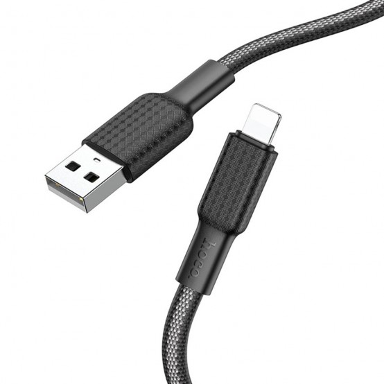 Cablu Hoco Data Cable Jaeger  - USB-A to Lightning, 12W, 2.4A, 1.0m - Black / White X69