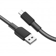 Cablu Hoco Data Cable Jaeger  - USB-A to Micro-USB, 12W, 2.4A, 1.0m - Black / White X69