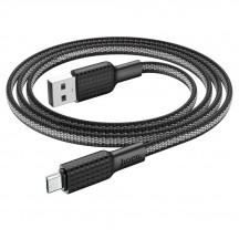 Cablu Hoco Data Cable Jaeger  - USB-A to Micro-USB, 12W, 2.4A, 1.0m - Black / White X69