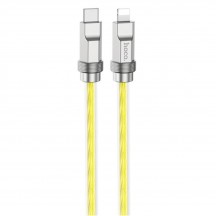 Cablu Hoco Data Cable Crystal  - Type-C to Lightning 20W, Transparent Silicone Protection, Zinc Alloy, 1m - Gold U113