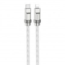 Cablu Hoco Data Cable Crystal  - Type-C to Lightning 20W, Transparent Silicone Protection, Zinc Alloy, 1m - Silver U113