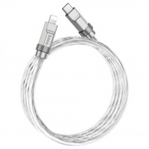 Cablu Hoco Data Cable Crystal  - Type-C to Lightning 20W, Transparent Silicone Protection, Zinc Alloy, 1m - Silver U113