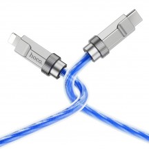 Cablu Hoco Data Cable Crystal  - Type-C to Lightning 20W, Transparent Silicone Protection, Zinc Alloy, 1m - Silver U113