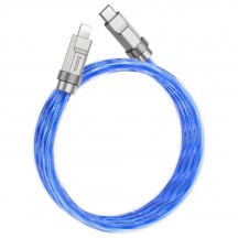 Cablu Hoco Data Cable Crystal  - Type-C to Lightning 20W, Transparent Silicone Protection, Zinc Alloy, 1m - Blue U113