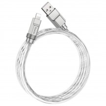 Cablu Hoco Data Cable Crystal  - USB to Lightning, Transparent Silicone Protection, Zinc Alloy, 2.4A, 1m - Silver U113