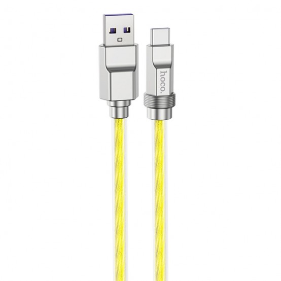 Cablu Hoco Data Cable Solid  - USB to Type-C PD100W, Transparent Silicone Protection, Zinc Alloy, 1m - Gold U113